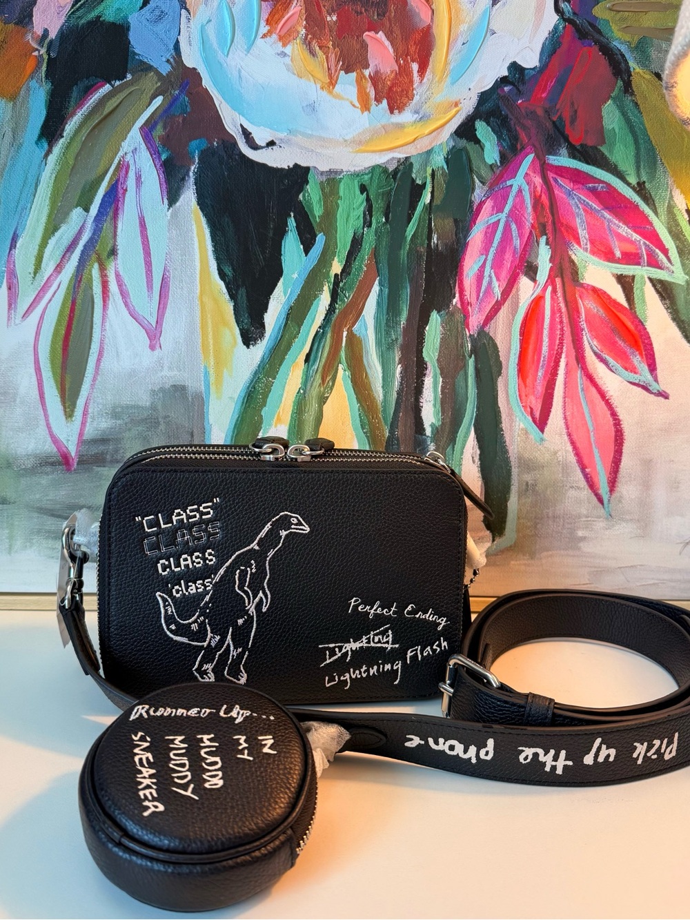NWT Coach Charter Crossbody Bag 19 With Sketch Print CAM68 Rex dino Last One